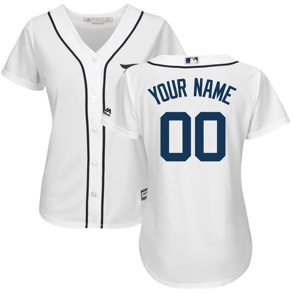 Women Detroit Tigers Majestic White Home Cool Base Custom MLB Jersey->customized mlb jersey->Custom Jersey